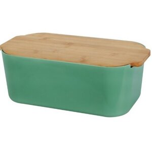 EH Box na pečivo s bambusovým víkem, tm. zelená, 33 x 12 x 18,5 cm