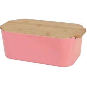 EH Box na pečivo s bambusovým víkem, růžová, 33 x 12 x 18,5 cm